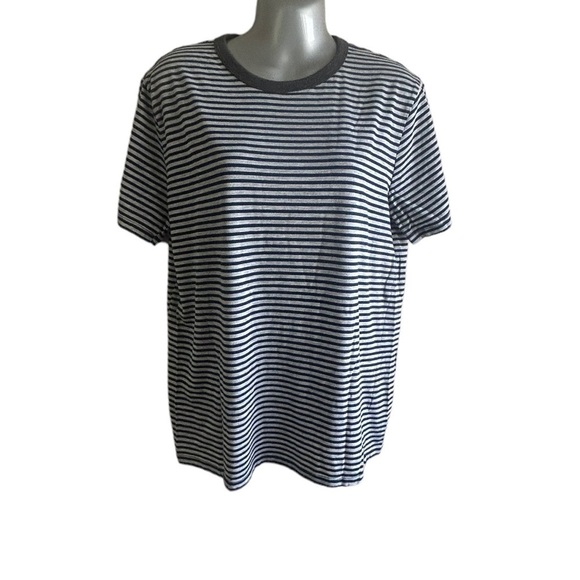 Broken English Grey and Navy Striped Crewneck Tee • Used • Size: Large - Picture 6 of 9